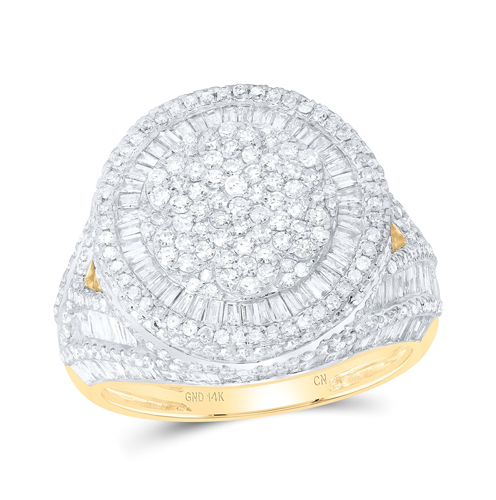 14K Yellow Gold Mens Baguette Diamond Pinky Circle Ring 3-3/4 Cttw, Mens Size: 7-13