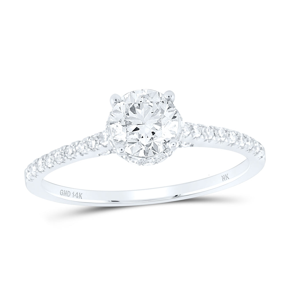 14K White Gold Round Dia. Solitaire Bridal Wedding Engagement Ring 1ctw, Women's Size: 5-10