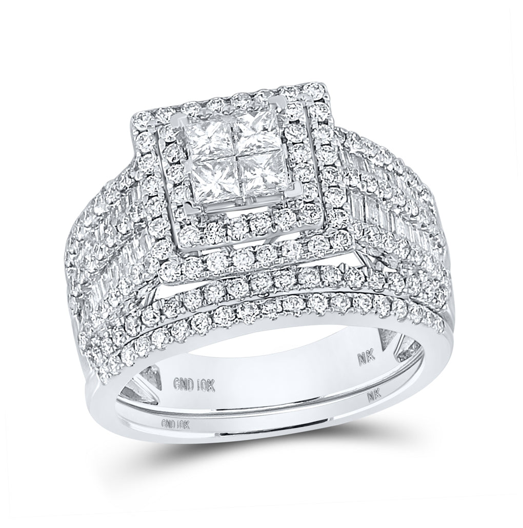 10K Yellow Or White Gold 2ctw Diamond Nk Tessera Invisible Bridal Set
