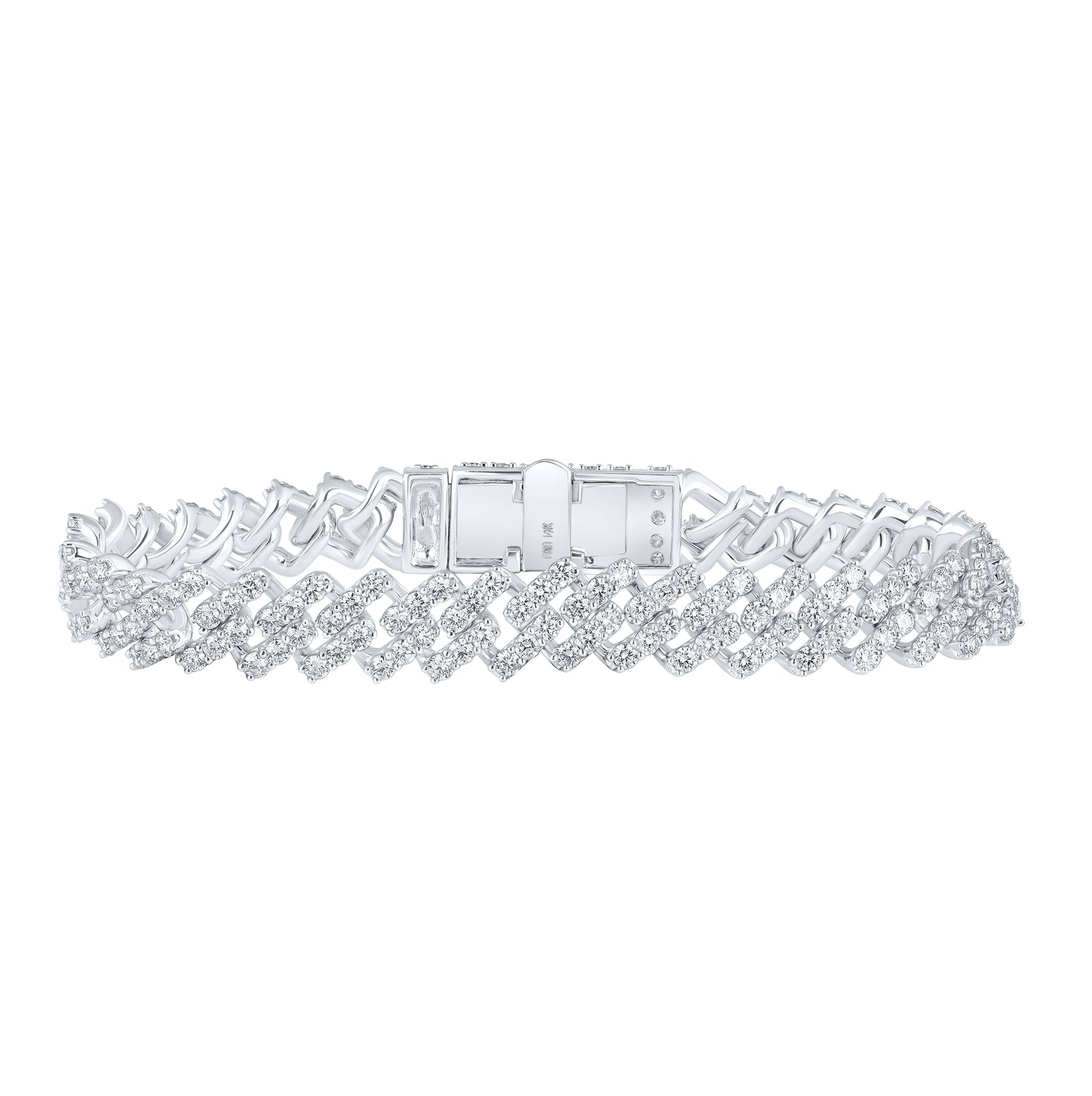 14K White Or Rose Gold 7 5/8ctw Diamond Nk (8.40mm) Mens Straight Cuban Bracelet (8.50 Inch)