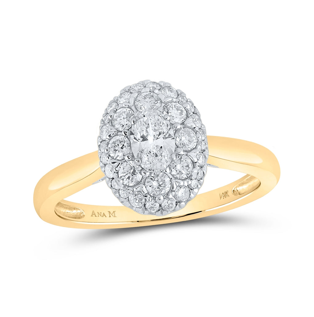 14K White Or Yellow Gold Oval Diamond Halo Bridal Wedding Engagement Ring , Womens Size: 5-10