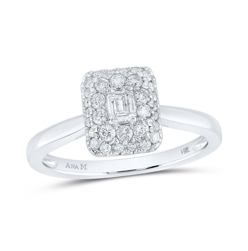 14K White Or Yellow Gold Emerald Diamond Halo Bridal Wedding Engagement Ring , Womens Size: 5-10