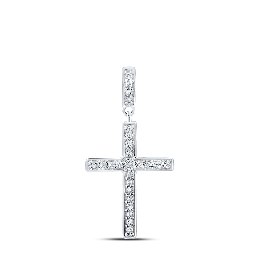 10K Yellow Or White Or Rose Gold Womens Round Diamond Cross Pendant