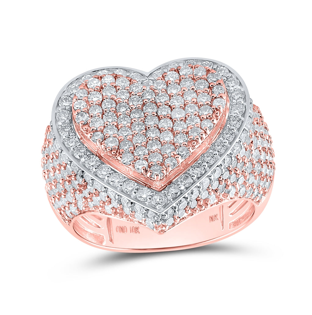 10K Yellow Or White Or Rose Gold Womens Round Diamond Heart Ring , Womens Size: 5-10