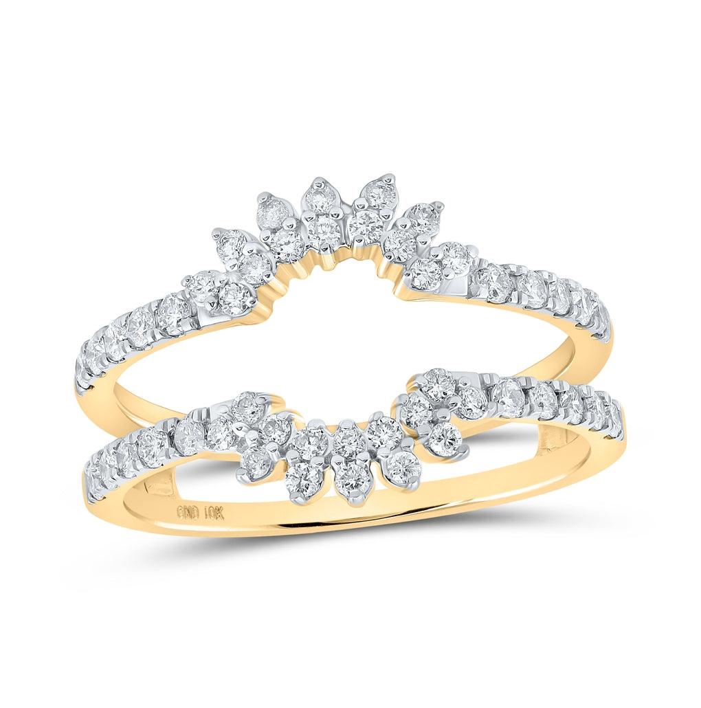 10K Yellow Gold Womens Round Diamond Wrap Enhancer Wedding Band 1/2ctw, Women's Size: 5-10