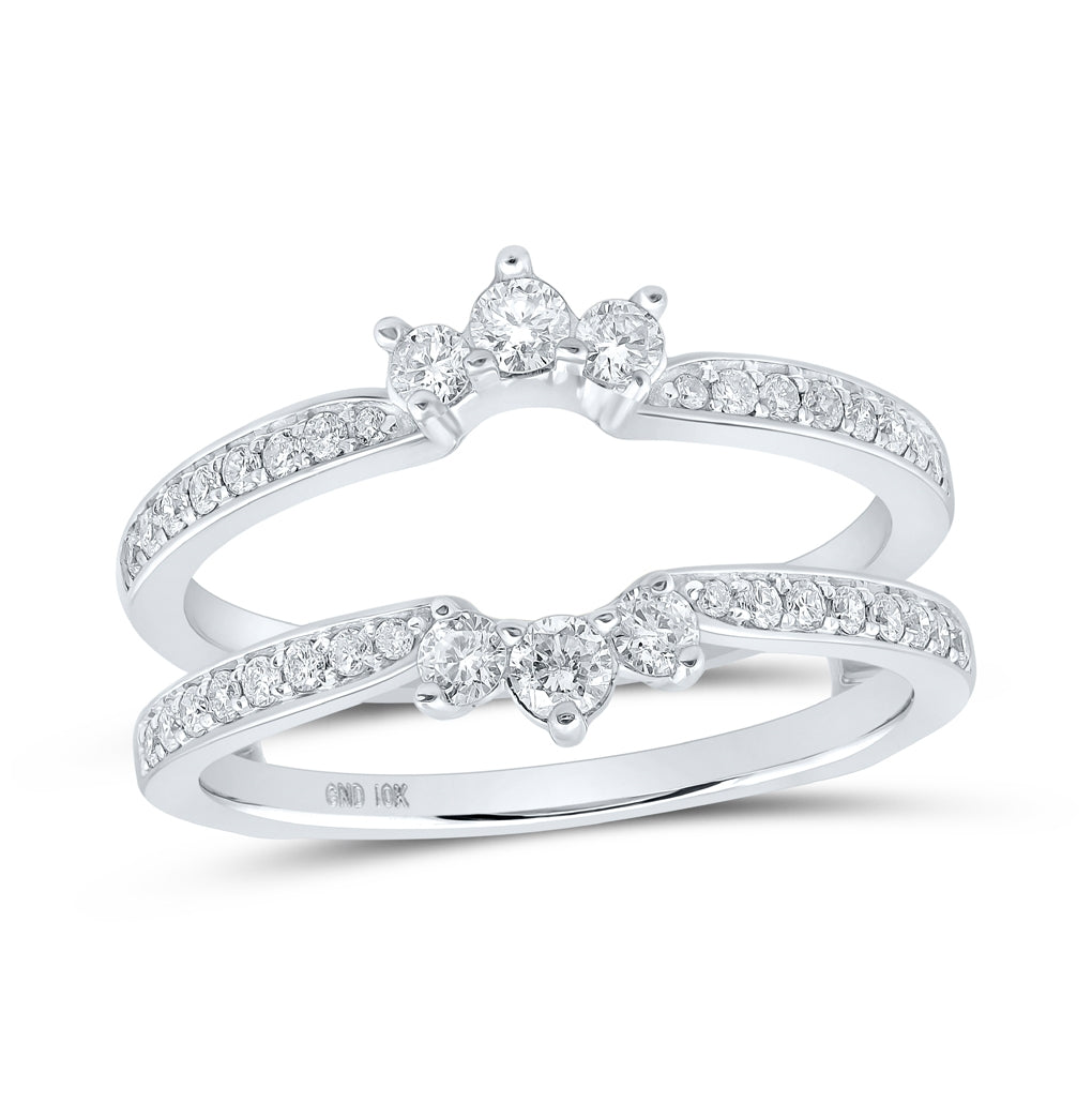 10K White Or Yellow Gold Womens Round Diamond Wrap Enhancer Wedding Band , Womens Size: 5-10