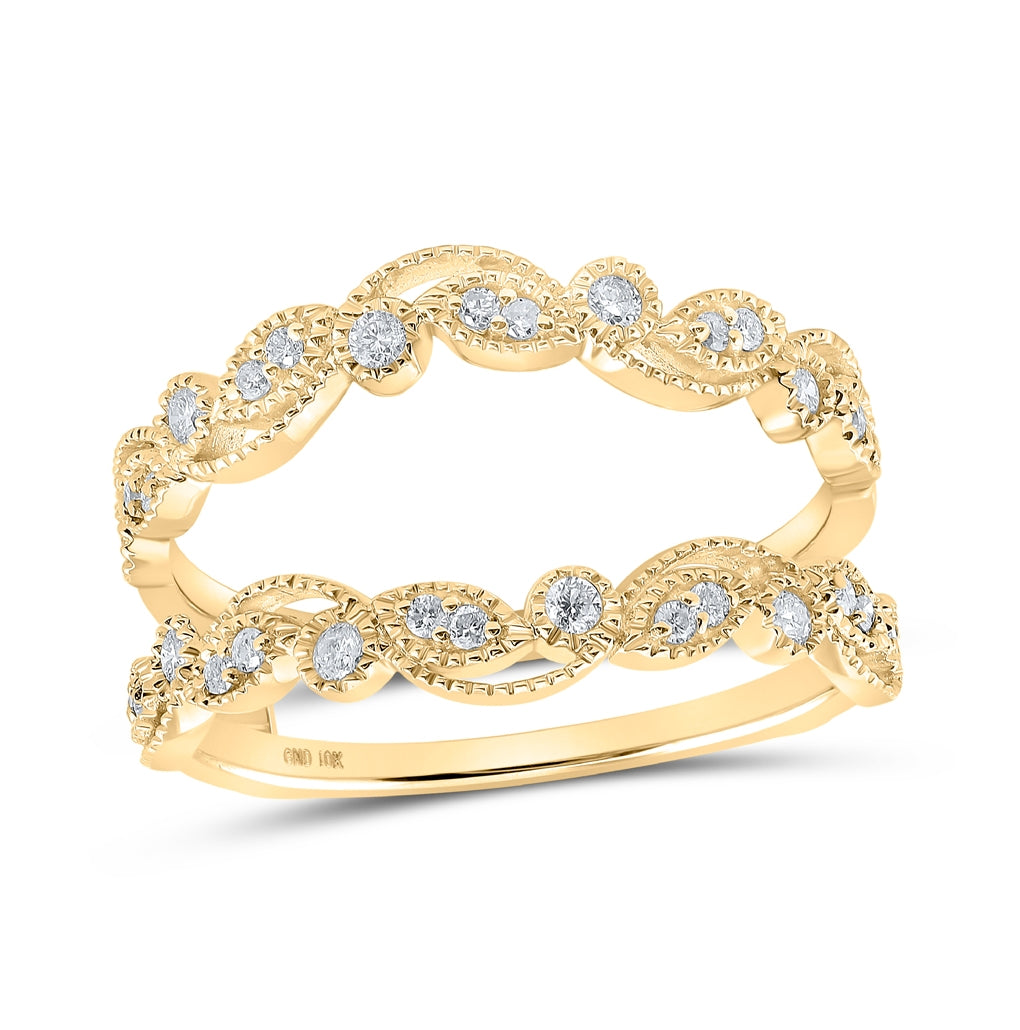 10K Yellow Or White Or Rose Gold Womens Round Diamond Wrap Enhancer Wedding Band , Womens Size: 5-10