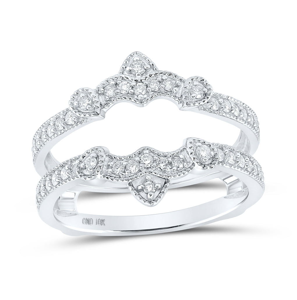 10K White Gold Womens Round Diamond Wrap Enhancer Wedding Band 1/3ctw, Womens Size: 5-10