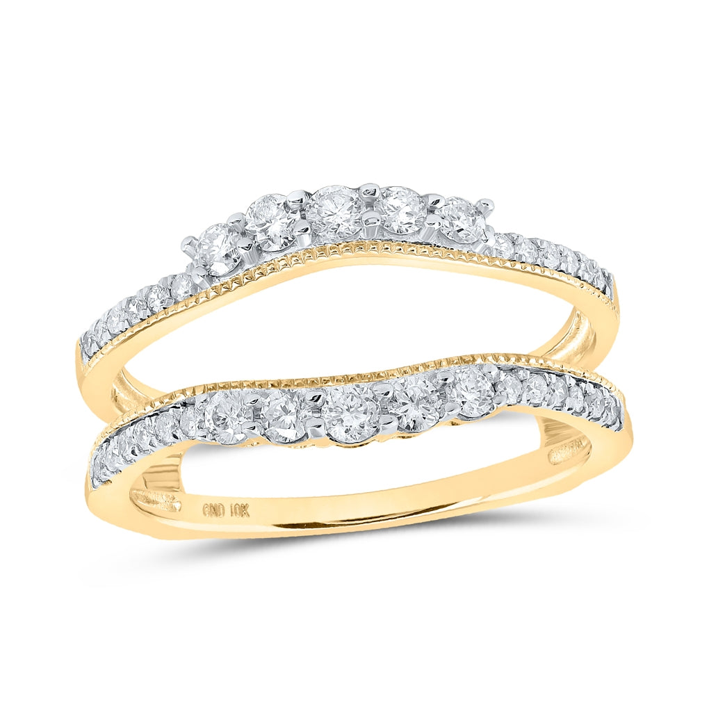 10K Yellow Or White Or Rose Gold Womens Round Diamond Wrap Enhancer Wedding Band 1/2 Cttw, Womens Size: 5-10