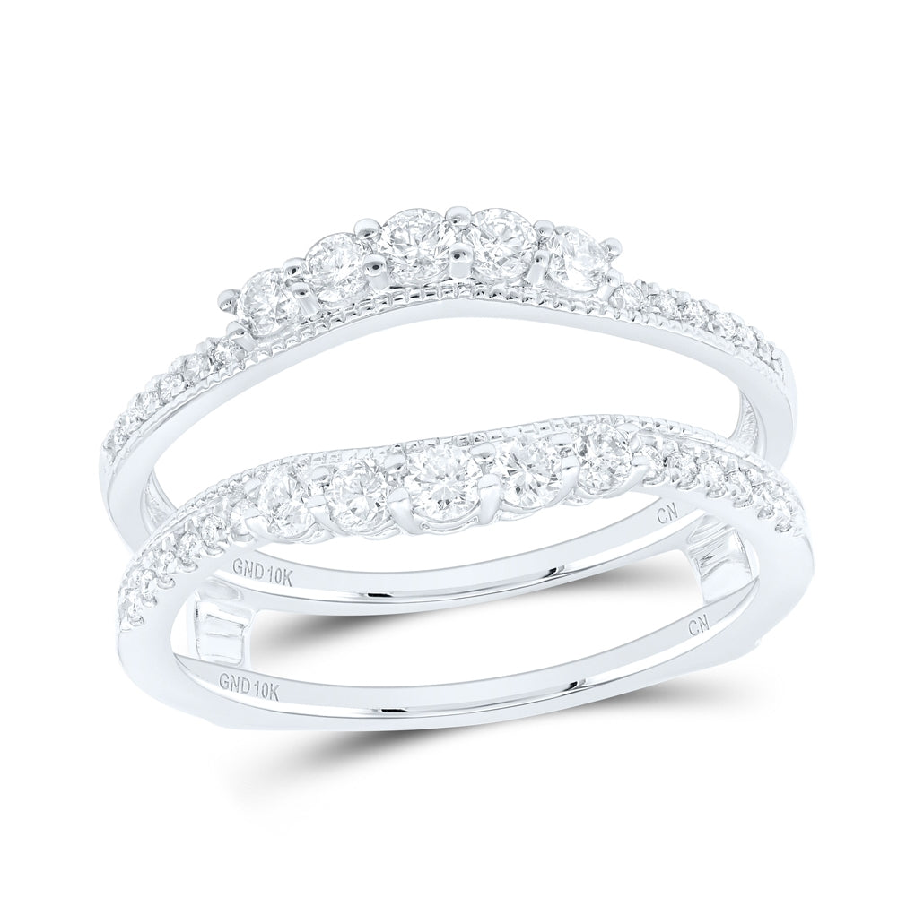 10K Yellow Or White Or Rose Gold Womens Round Diamond Wrap Enhancer Wedding Band 1/2 Cttw, Womens Size: 5-10