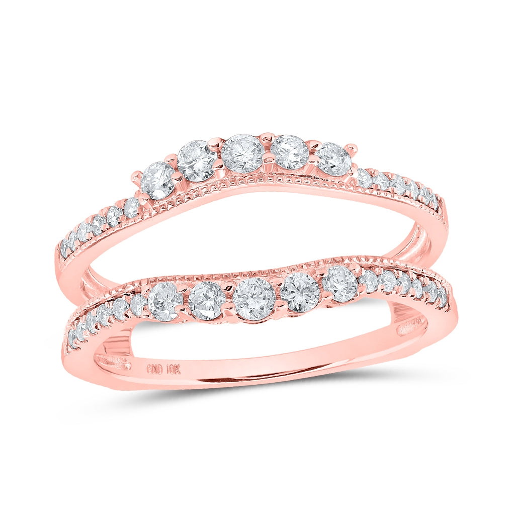 10K Yellow Or White Or Rose Gold Womens Round Diamond Wrap Enhancer Wedding Band 1/2 Cttw, Womens Size: 5-10