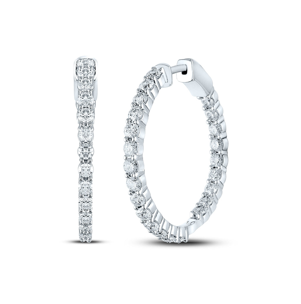 14kt White Gold 3 Ctw Diamond Nk High Hoops Earring