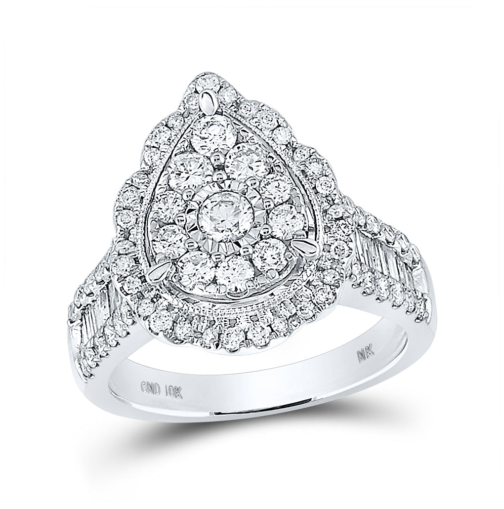 10K White Or Yellow Gold Round Diamond Teardrop Bridal Wedding Engagement Ring, Womens Size: 5-10