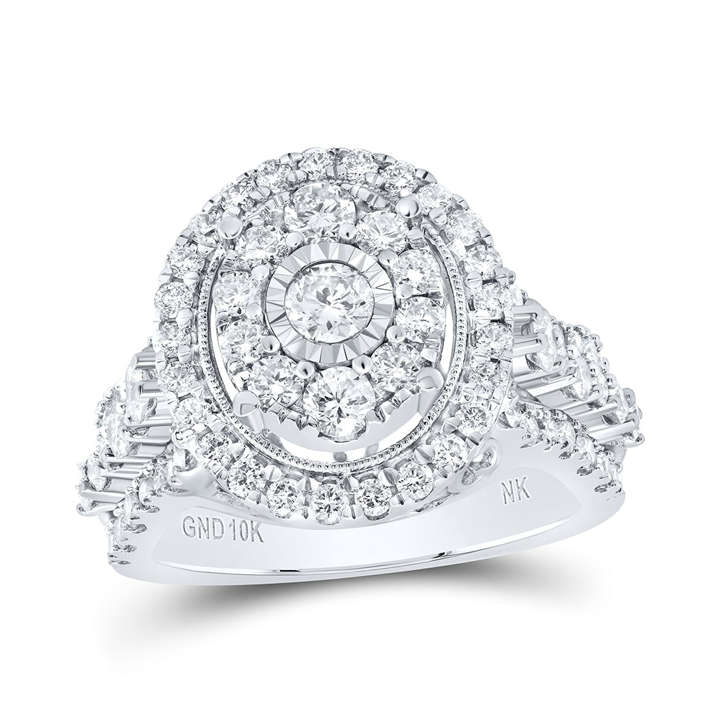 10K White Gold Round Diamond Oval Bridal Wedding Engagement Ring 1-5/8 Cttw, Womens Size: 5-10