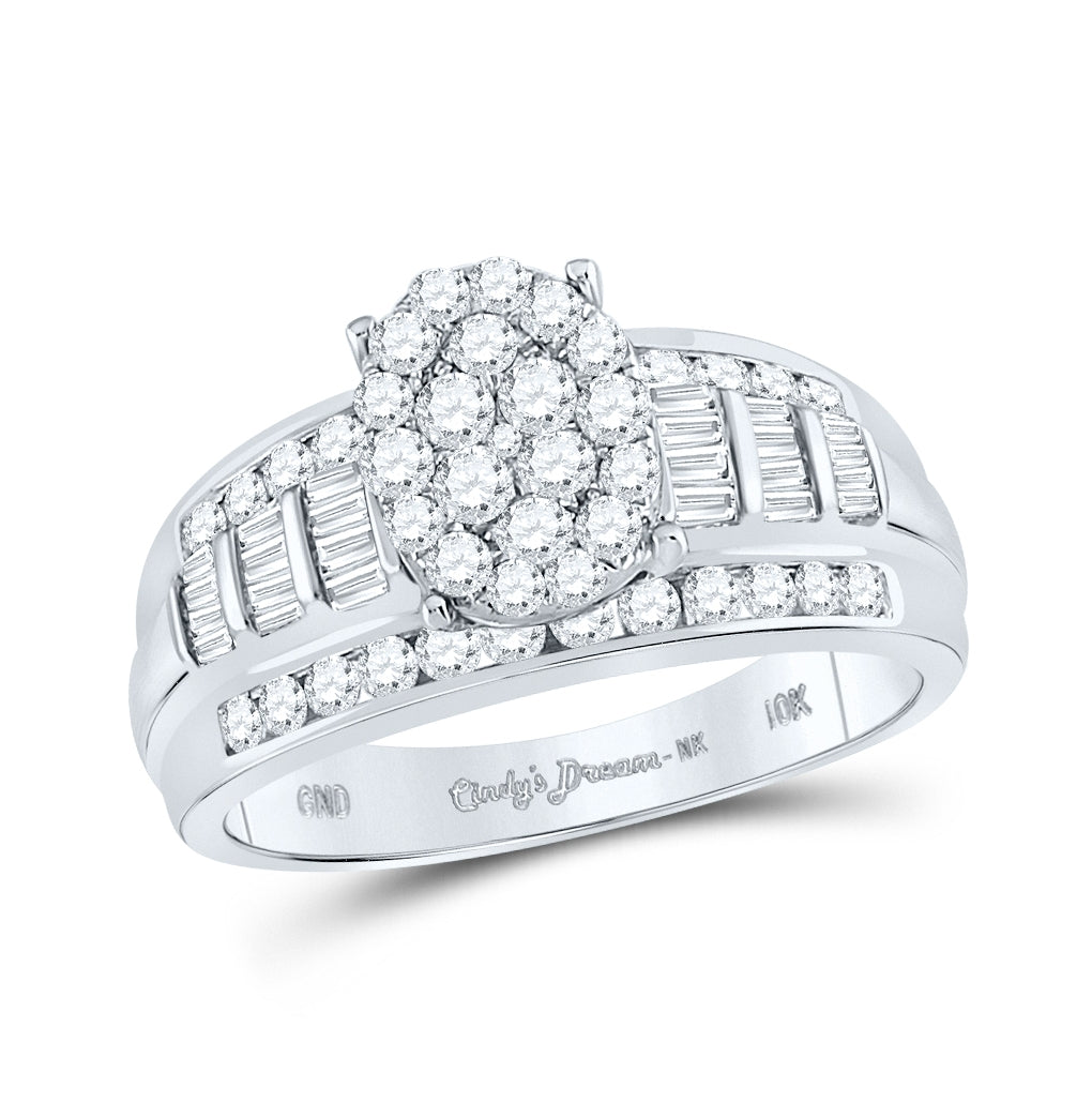 10K White Gold Round Dia. Oval Bridal Wedding Engagement Ring 1ctw, Women's Size: 5-10
