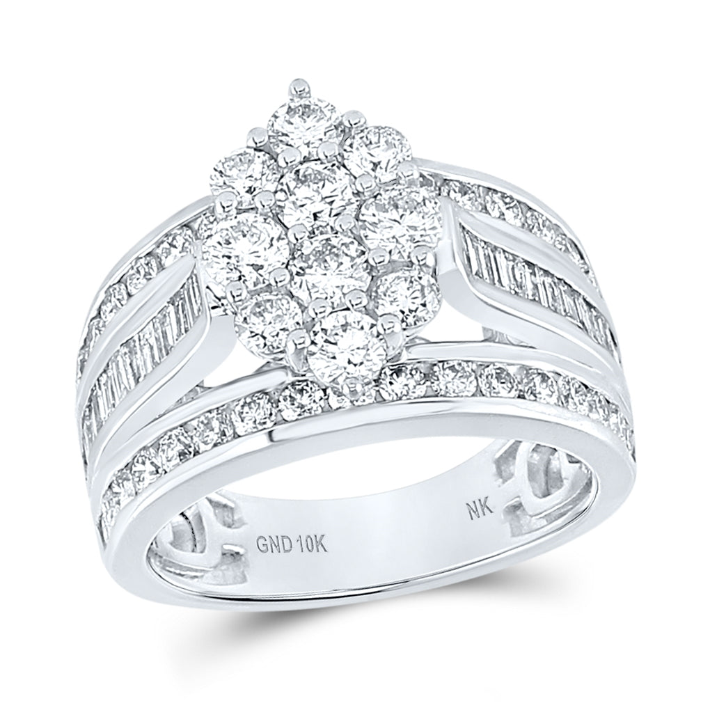 10K Yellow Or White Gold Round Diamond Oval Cluster Bridal Wedding Engagement Ring 1 Cttw, Womens Size: 5-10