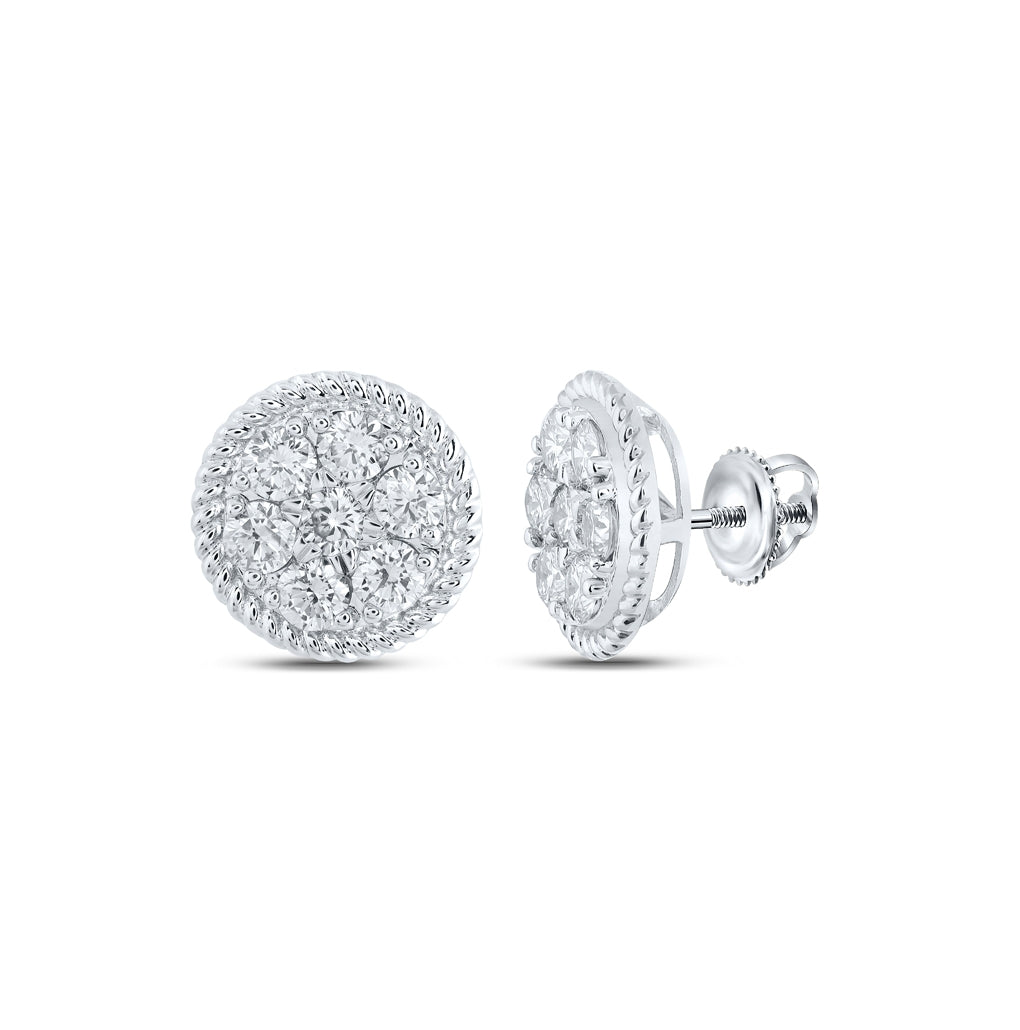 10K White Or Yellow Gold Womens Round Diamond Cluster Earrings