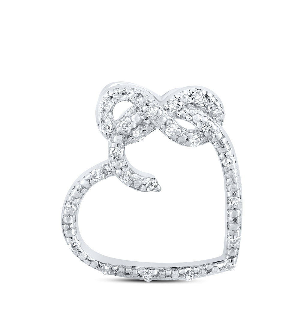 Sterling Silver Womens Round Diamond Infinity Heart Pendant 1/20ctw, Length: 0.56 Inch Width: 0.5 Inch