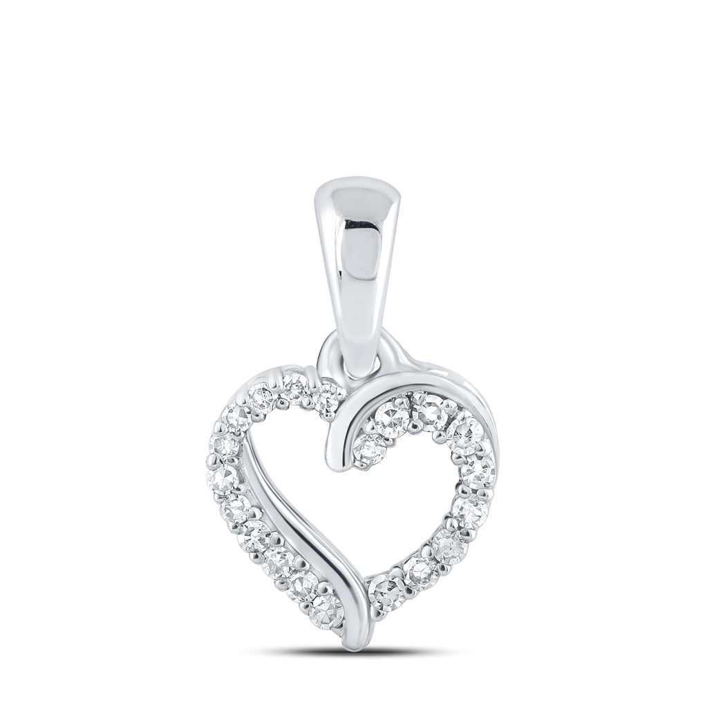 10K Yellow Or White Or Rose Gold Womens Round Diamond Heart Pendant