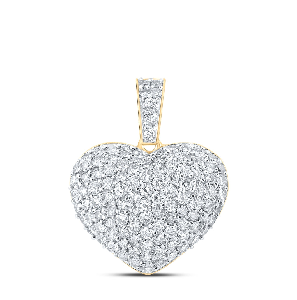 10K Yellow Or White Or Rose Gold Womens Round Diamond Heart Pendant