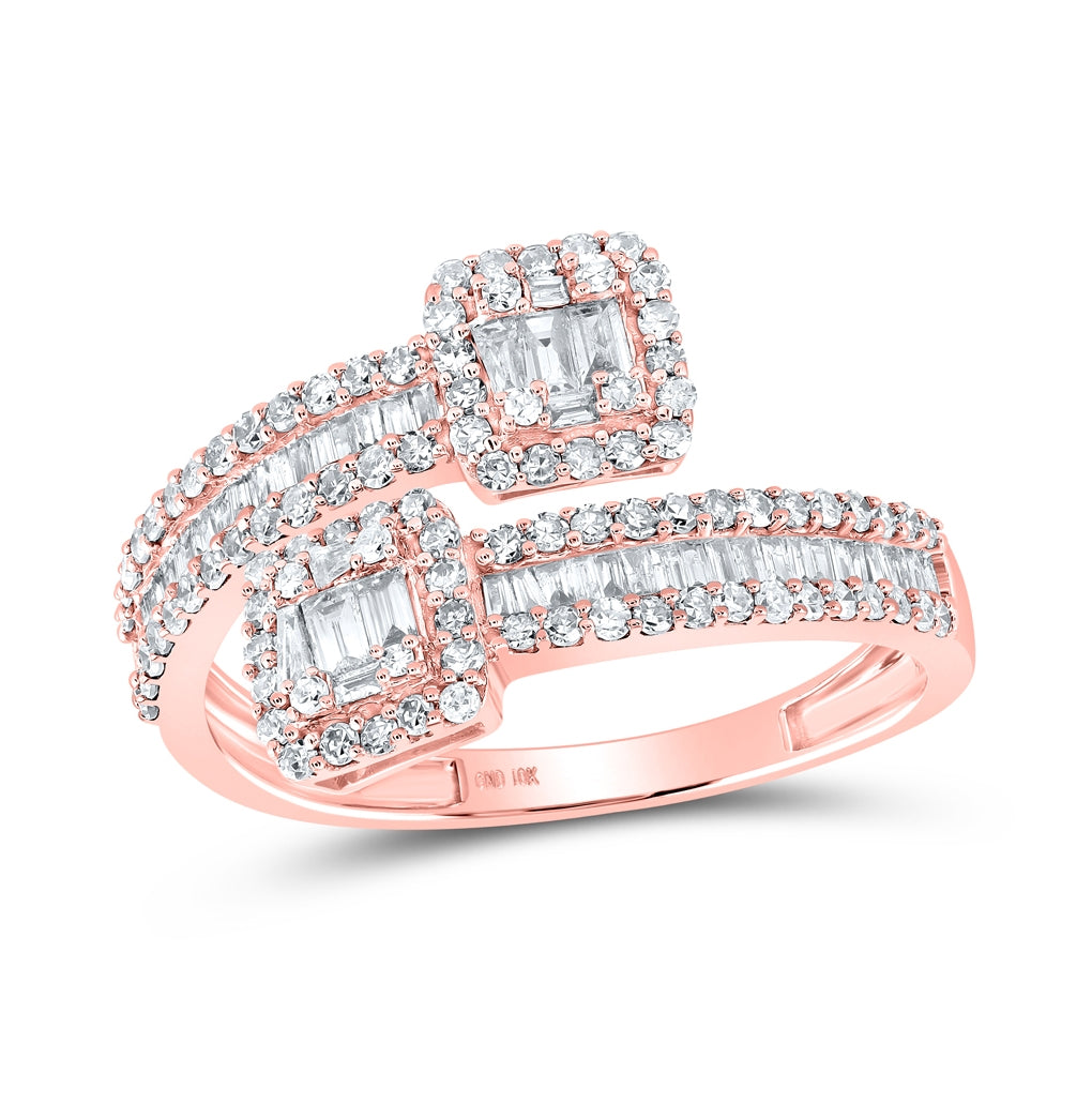 10K Yellow Or White Or Rose Gold Mens Baguette Diamond Cuff Band Ring , Mens Size: 7-13