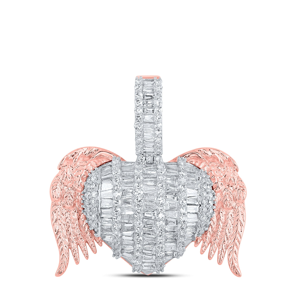 10kt Rose Gold 2ctw Diamond Nk Heart Wing Pendant