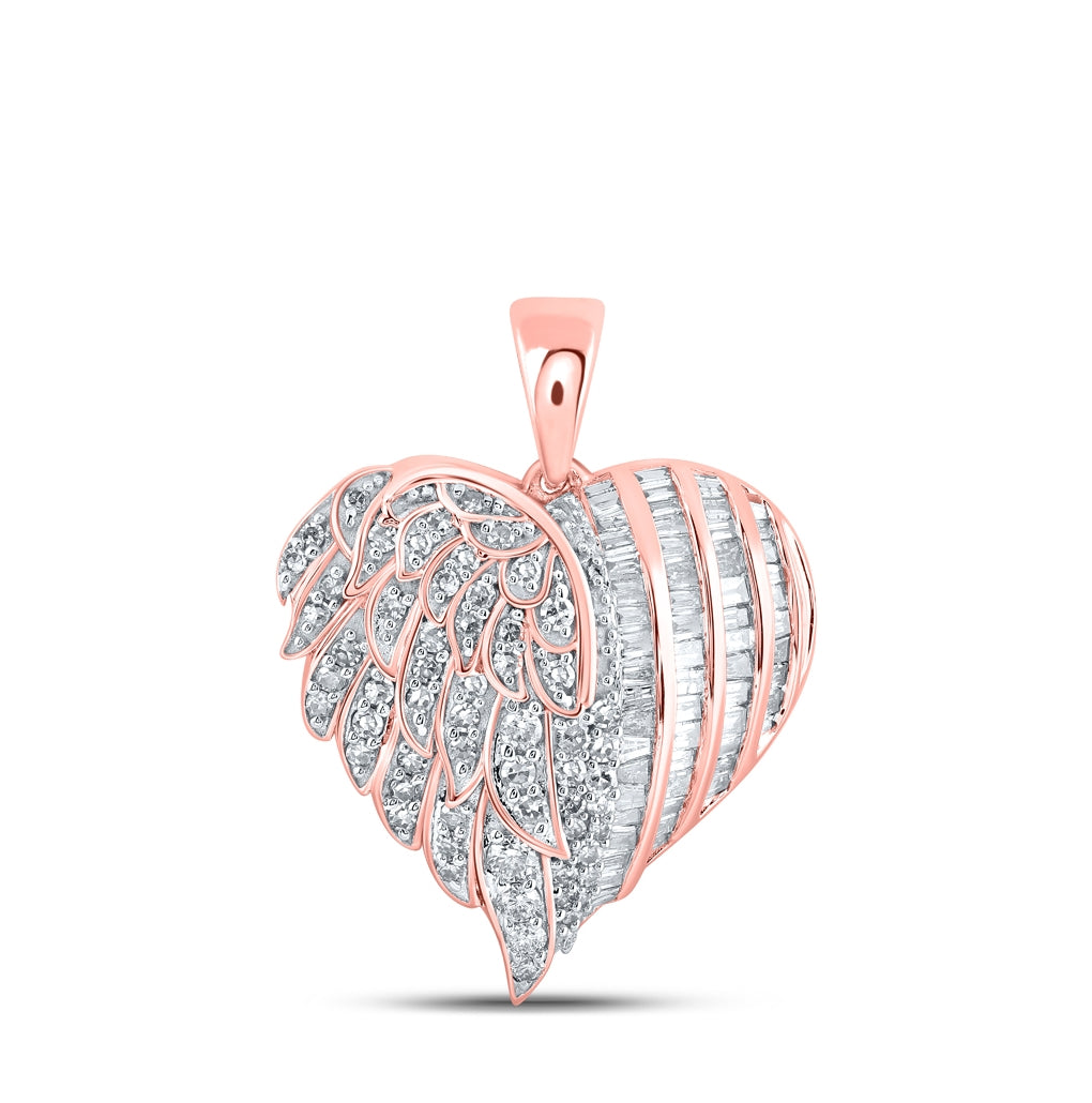 10kt Rose Gold 7/8ctw Diamond Nk Heart Pendant