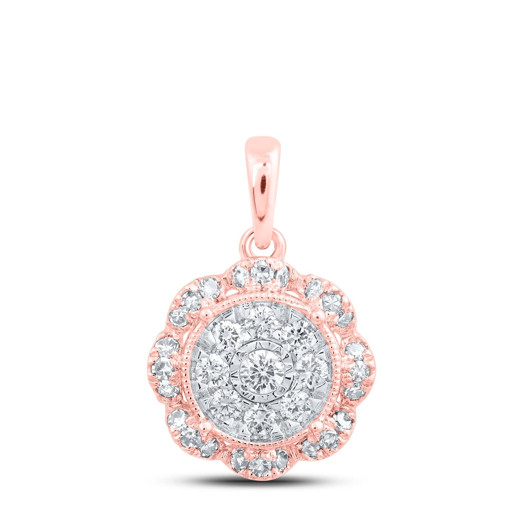 10K Yellow Or White Or Rose Gold Womens Round Diamond Circle Pendant