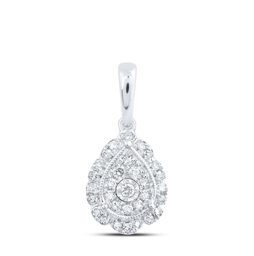 10K Yellow Or White Or Rose Gold Womens Round Diamond Teardrop Pendant