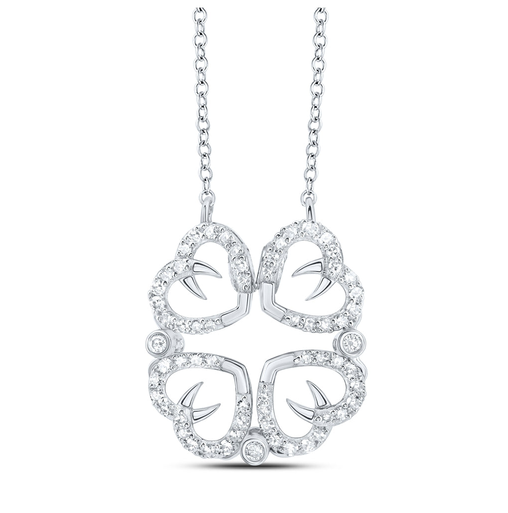 10K White Gold Womens Round Diamond 18-inch Convertible Heart Necklace 3/8 Cttw, Length: 0.31 In, Width: 0.35 In