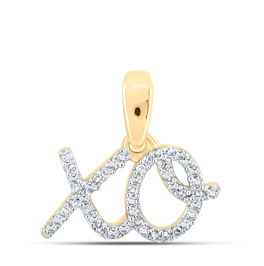 10K Yellow Or White Or Rose Gold Womens Round Diamond XO Fashion Pendant