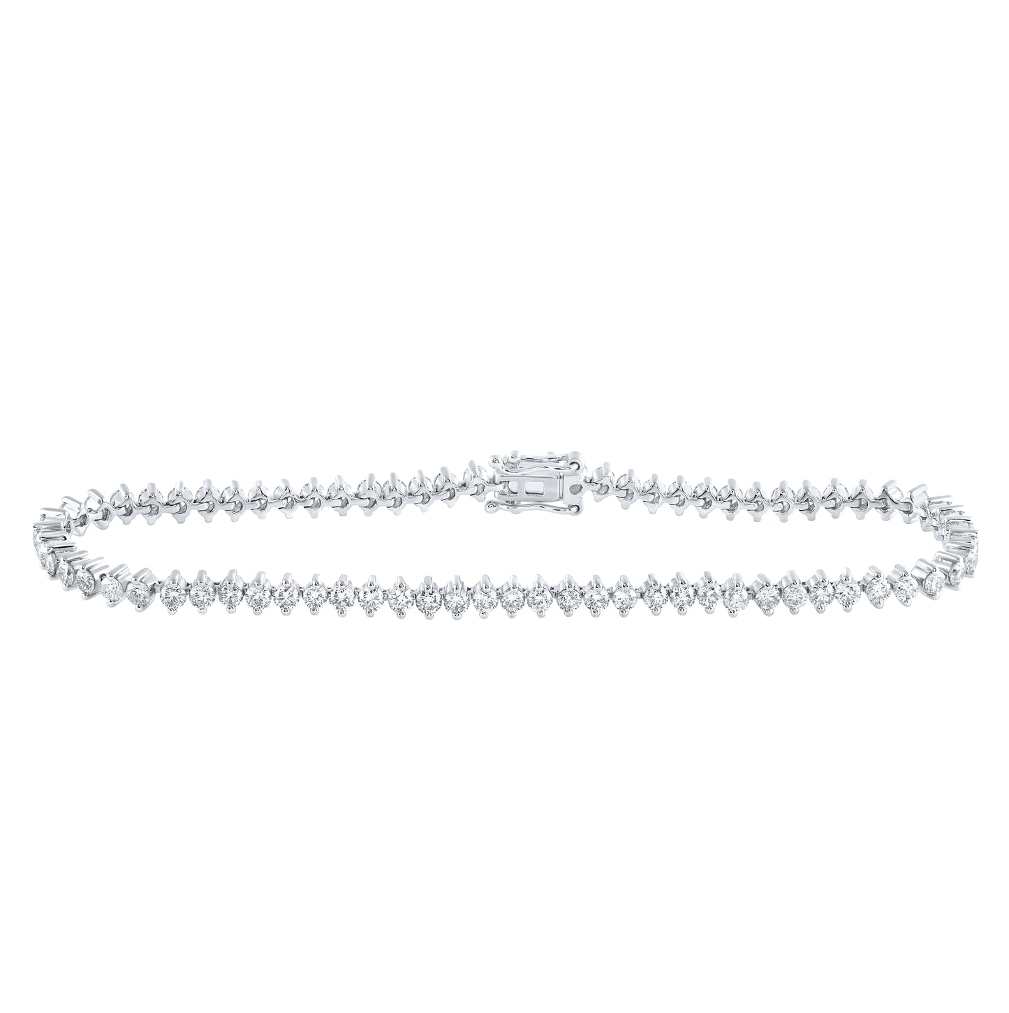 14K White Gold Womens Round Diamond Tennis Bracelet 3-1/4 Cttw