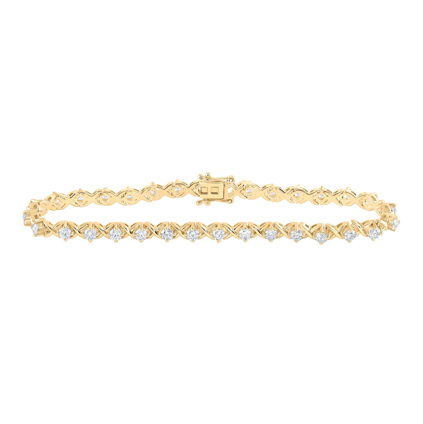 14K White Or Yellow Gold Womens Round Diamond Fashion Bracelet
