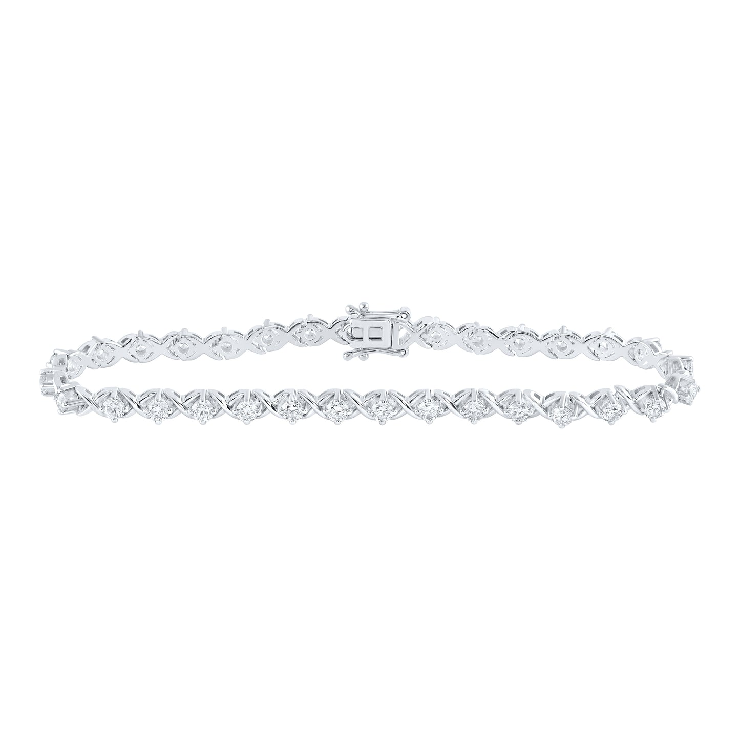 14K White Or Yellow Gold Womens Round Diamond Fashion Bracelet
