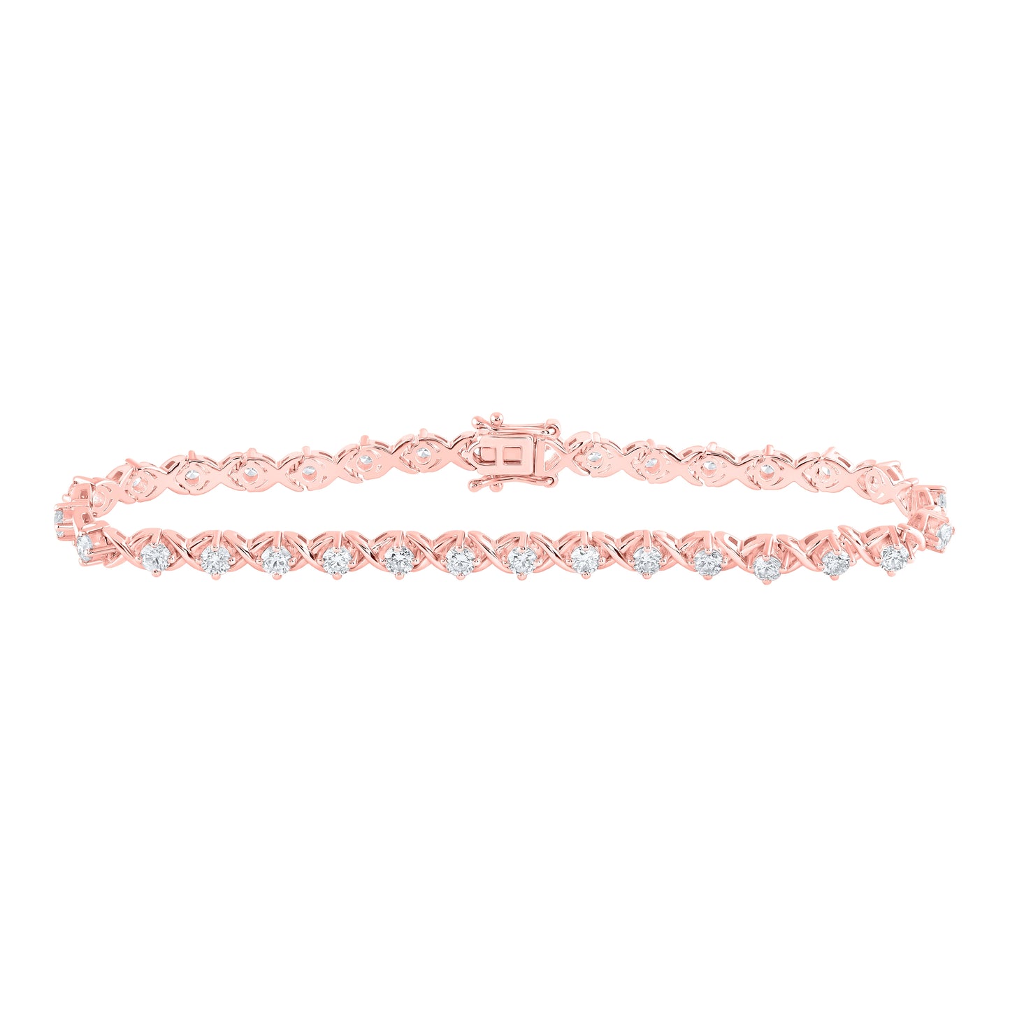14K Rose Gold Womens Round Diamond Tennis Bracelet 2-5/8ctw