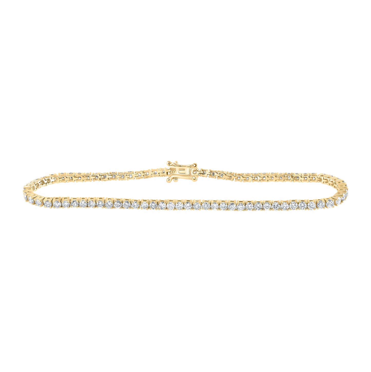 14K Yellow Or White Or Rose Gold Womens Round Diamond Single Row Tennis Bracelet