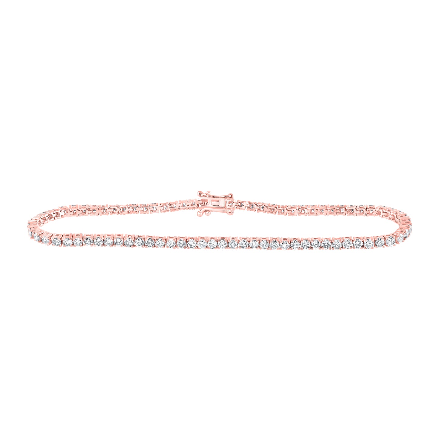 14K Yellow Or White Or Rose Gold Womens Round Diamond Single Row Tennis Bracelet
