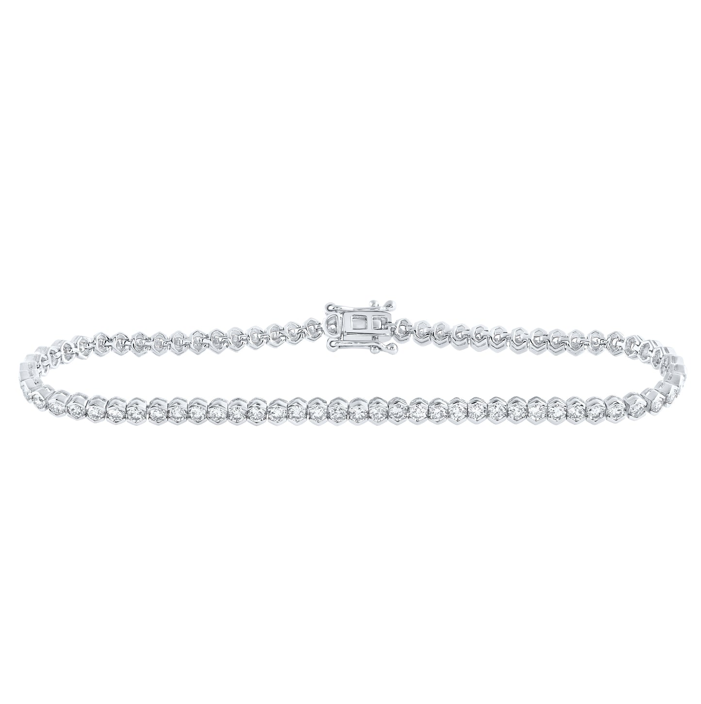 14K Yellow Or White Or Rose Gold Womens Round Diamond Single Row Tennis Bracelet