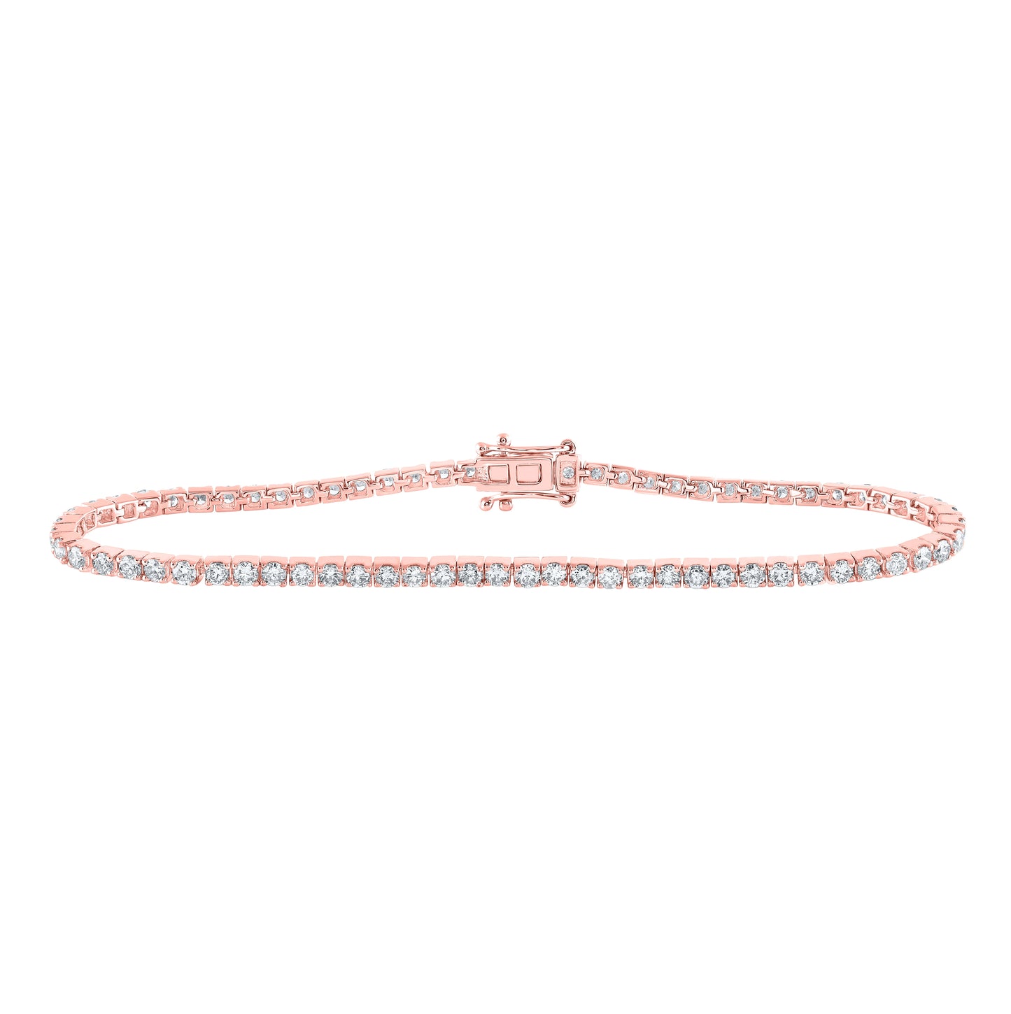 14K Yellow Or White Or Rose Gold Womens Round Diamond Single Row Tennis Bracelet