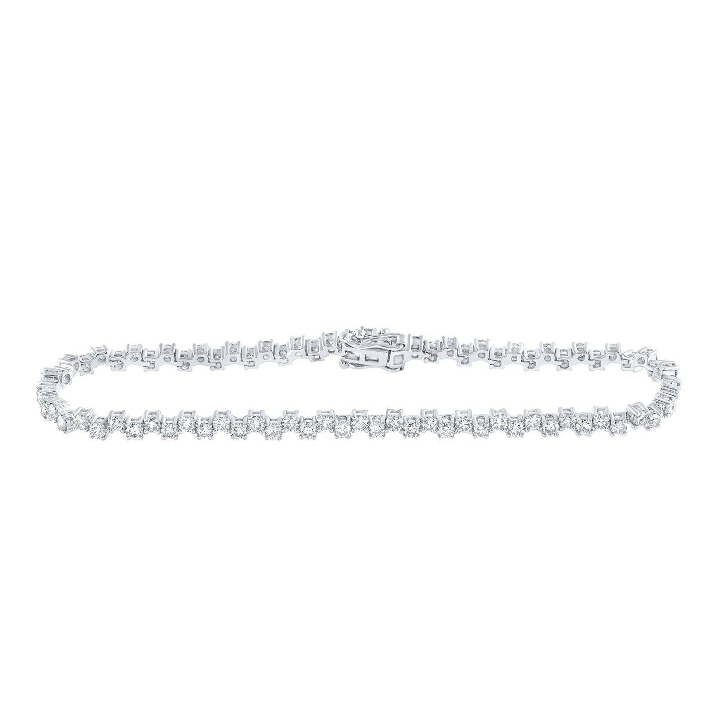14K White Gold Womens Round Diamond Tennis Bracelet 3-1/2 Cttw