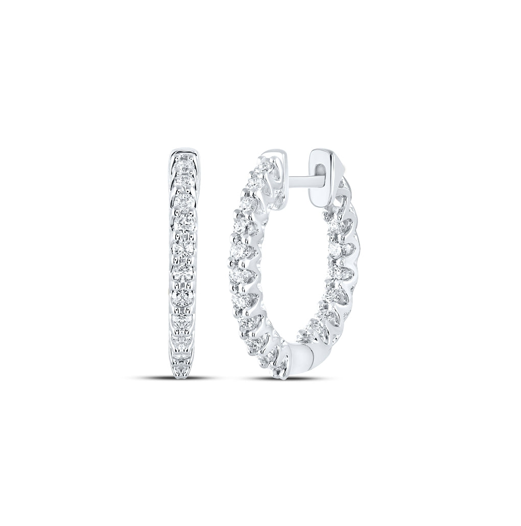 14kt White Gold 1/2ctw Diamond Ana M Hoops Earring