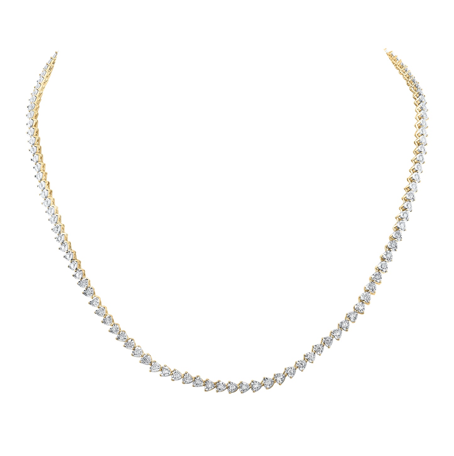 10K Yellow Gold Womens Round Diamond 18-inch Heart Link Necklace 2 Cttw, Length: 15.98 In