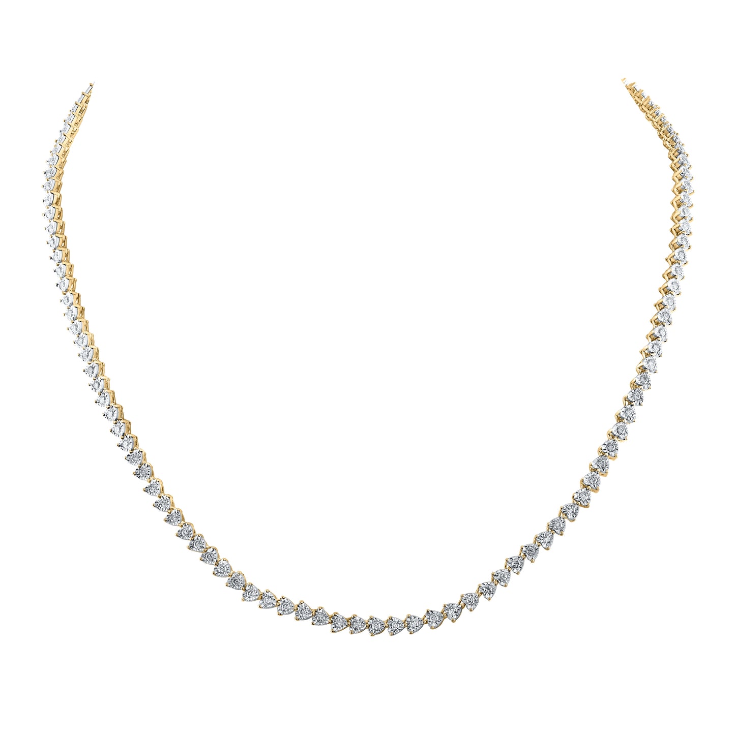 10K Yellow Gold Womens Round Diamond Heart 18-inch Link Necklace 2-1/3 Cttw, Length: 17.99 In