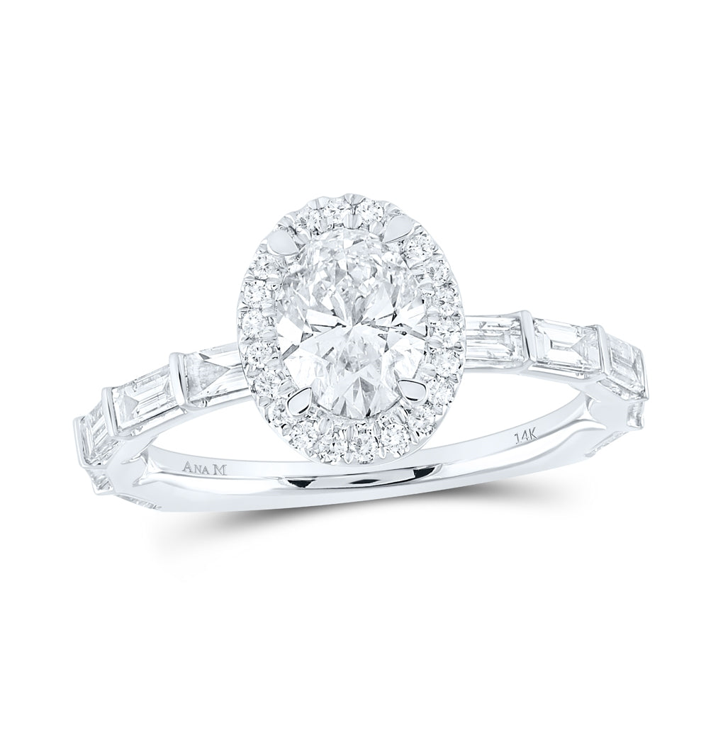 14K White Gold Oval Diamond Halo Bridal Wedding Engagement Ring 2 Cttw, Womens Size: 5-10