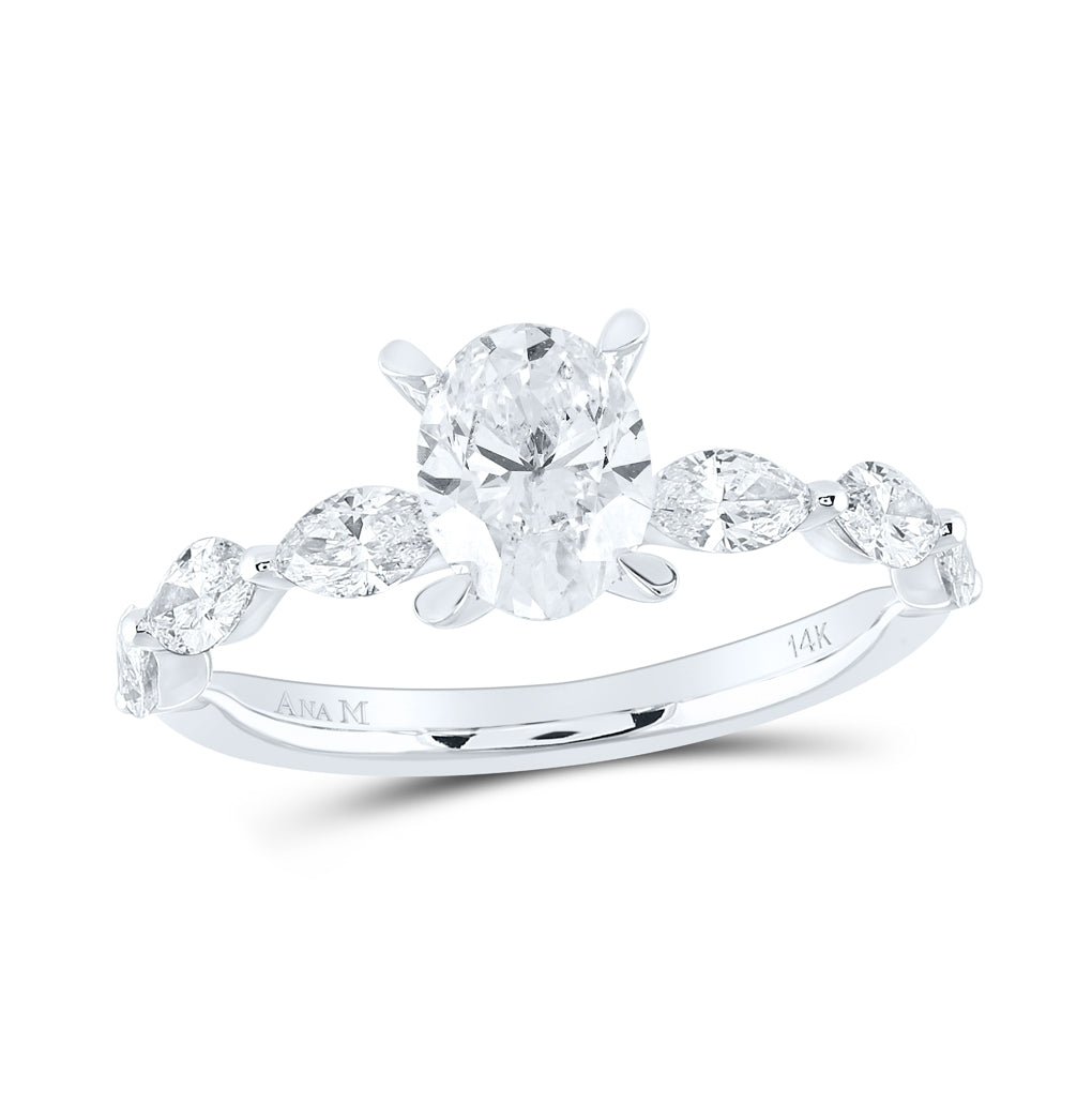 14K White Gold Oval Diamond Solitaire Bridal Wedding Engagement Ring 1-3/4 Cttw, Womens Size: 5-10