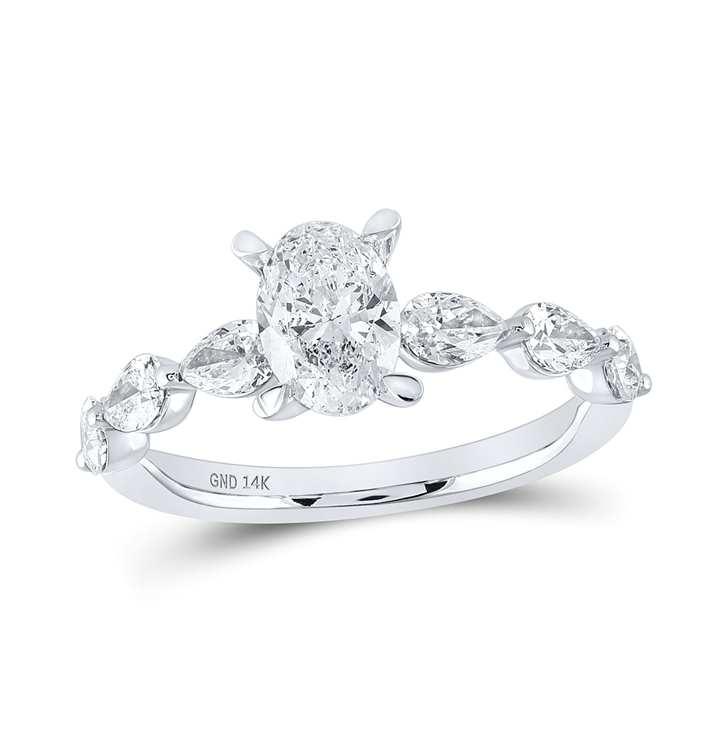 14K White Gold Oval Diamond Solitaire Bridal Wedding Engagement Ring 1-7/8 Cttw, Womens Size: 5-10