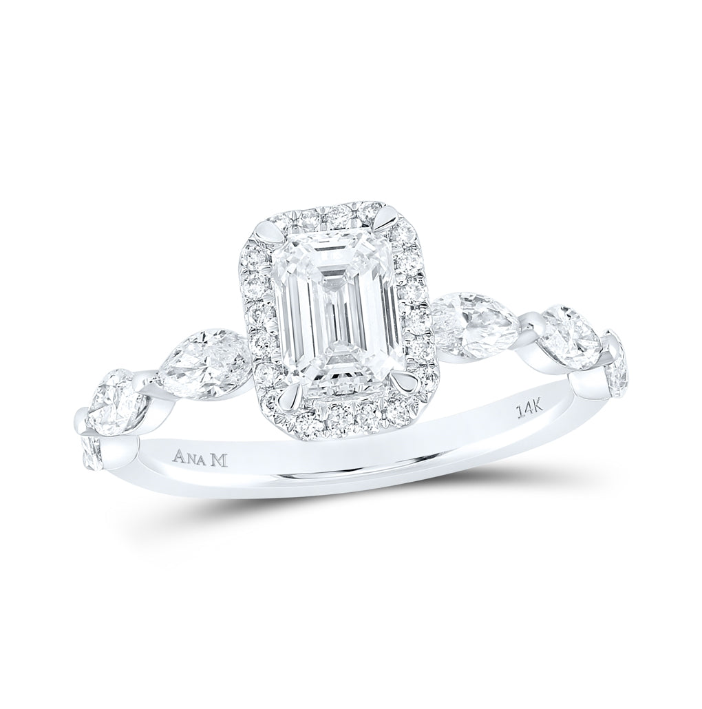 14kt White Gold 1 3/4ctw Diamond Ana M 1ct-ceme Single Halo Engagement Ring