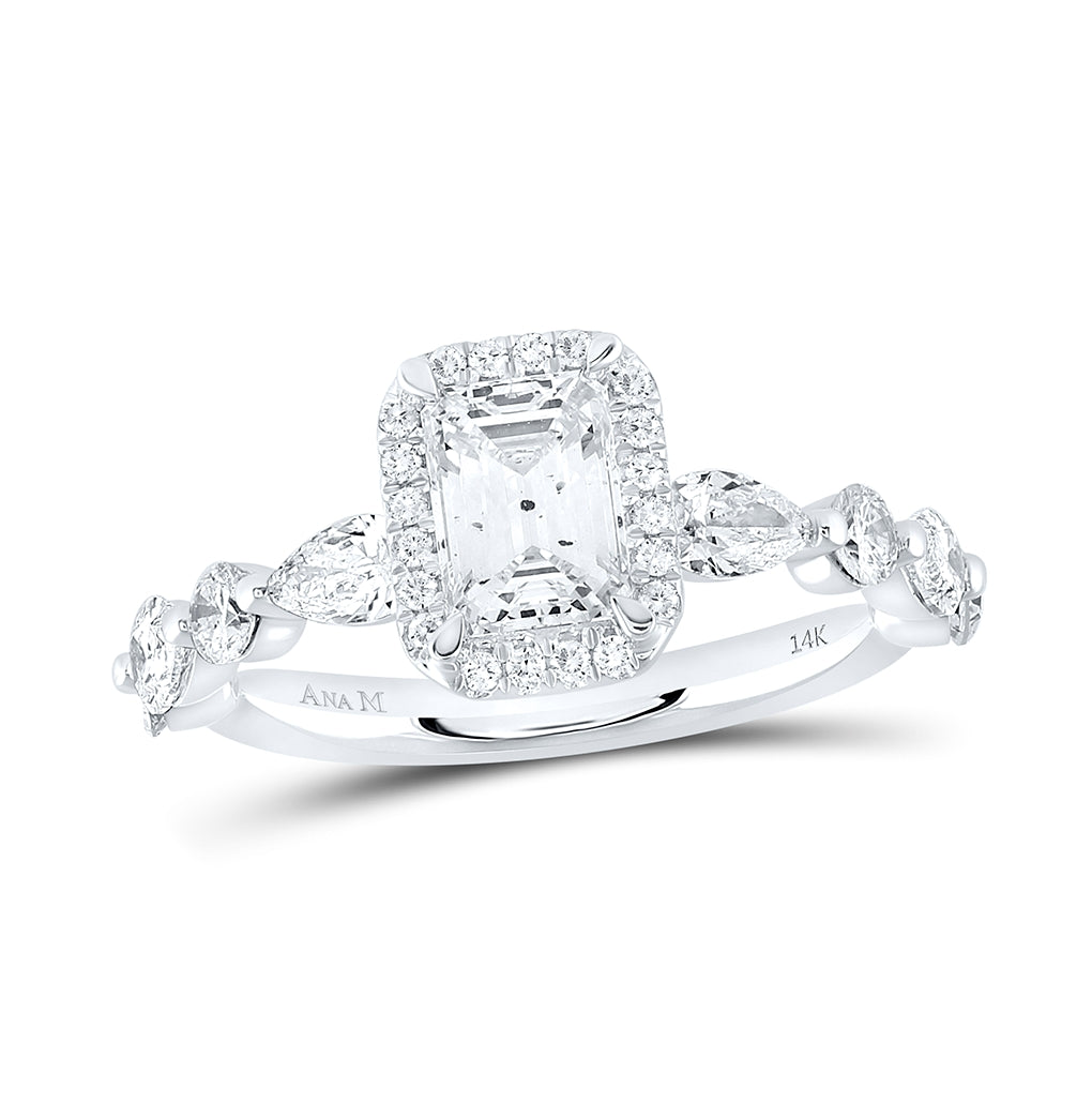 14K White Gold Emerald Diamond Solitaire Bridal Wedding Engagement Ring 2 Cttw, Womens Size: 5-10