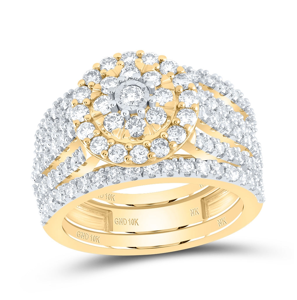 10K Yellow Or Rose Gold Round Diamond Bridal Wedding Ring Band Set, Womens Size: 5-10