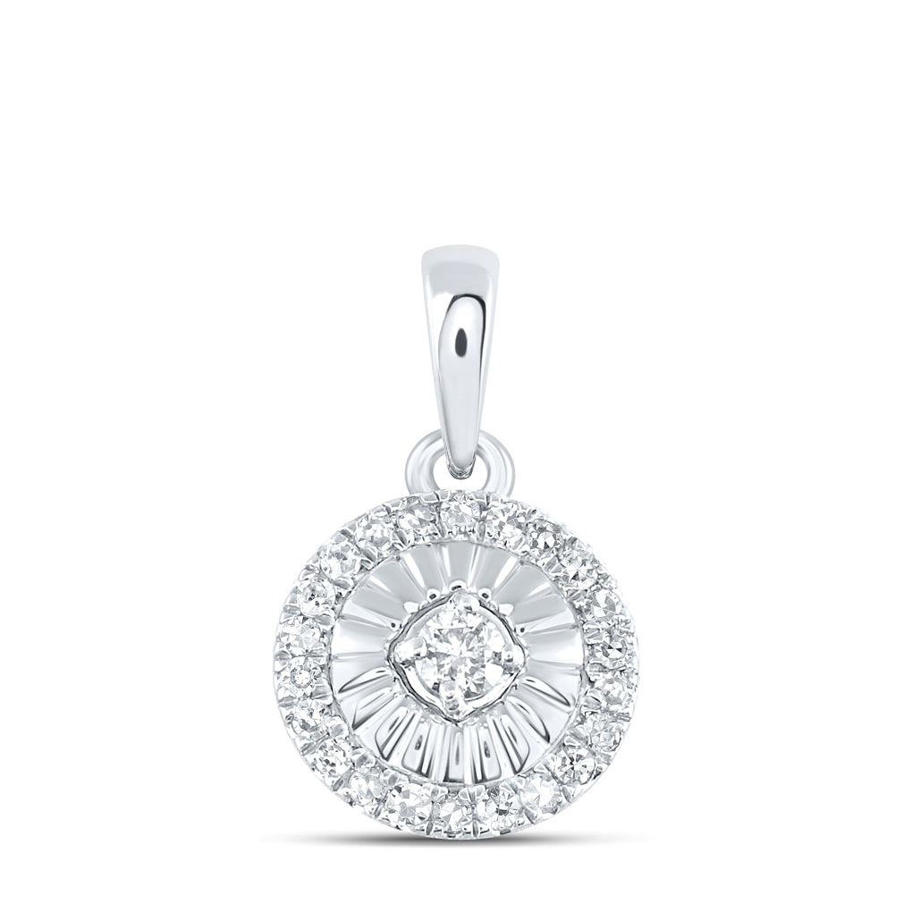 Sterling Silver Womens Round Diamond Cluster Pendant 1/8ctw, Length: 0.52 Inch Width: 0.31 Inch